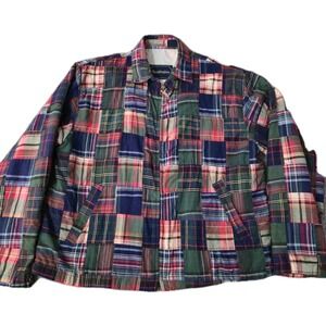 Vintage 90s Huntington Patchwork Plaid Jacket Size XL USA Made Full Zip